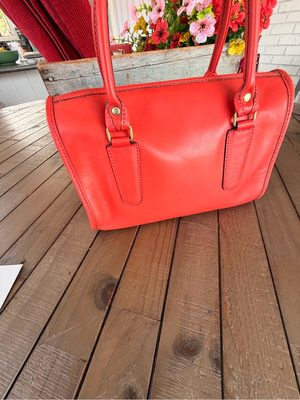 Coach Red Shoulder Bag with Gold Hardware